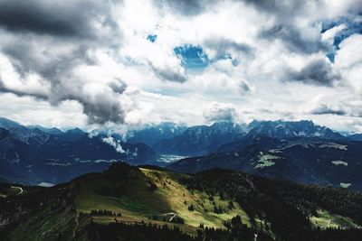 Scenic view of mountains against sky