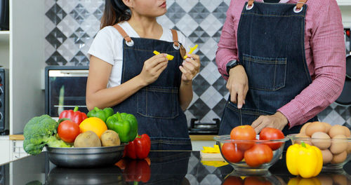 Fruits and vegetables on cutting board