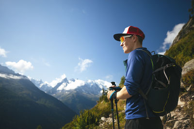 Man hiking in mountains