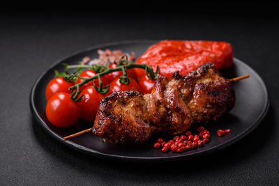 Close-up of food in plate on table