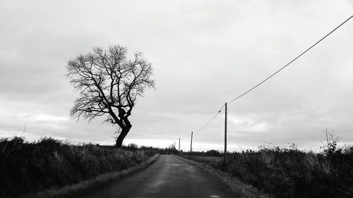 Empty road passing through field