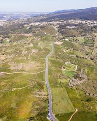 High angle view of road amidst landscape