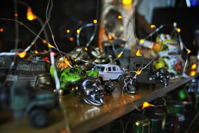 Close-up of christmas decoration on table