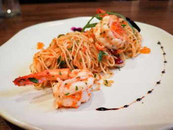 High angle view of meal served in plate