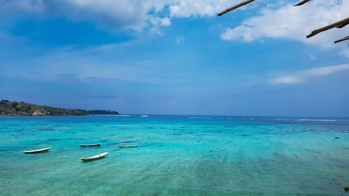 Scenic view of sea against cloudy sky