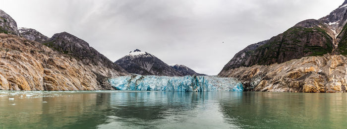 Panoramic view of lake against mountain range