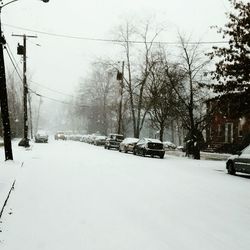 Road passing through snow covered landscape