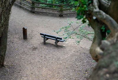 Empty bench in park