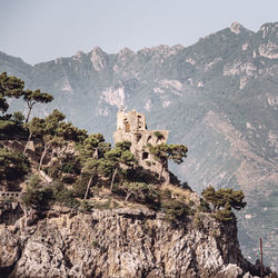 Low angle view of rock formations