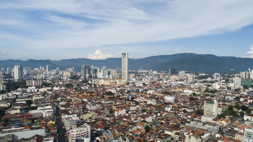 Aerial view of buildings in city