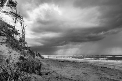 Scenic view of sea against cloudy sky