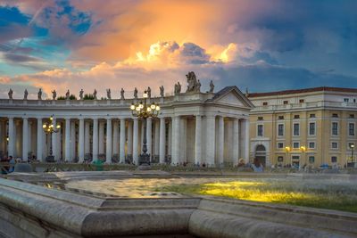 Historic building against sky during sunset