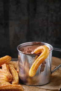 Close-up of dessert with on table