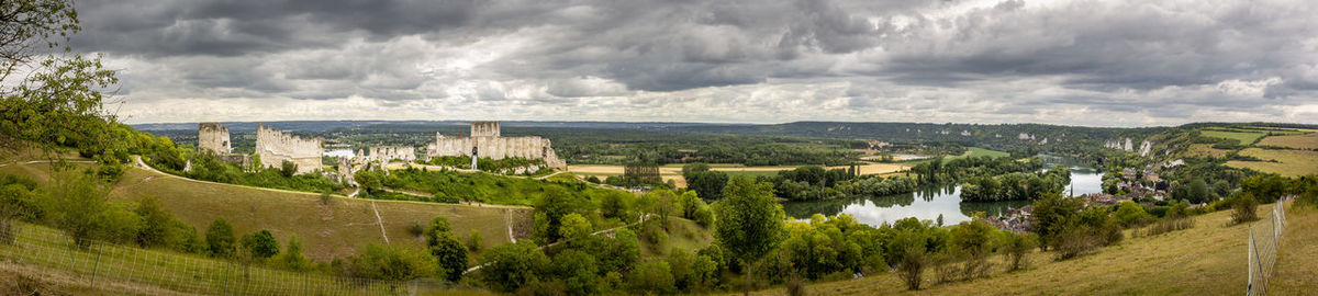 Panoramic view of landscape against sky in countryside france normandy