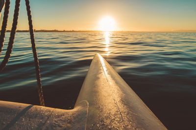 Scenic view of sea against sky during sunset from the kayak