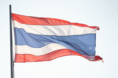 Low angle view of thailand flag against clear sky