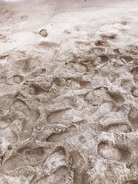 High angle view of sand on beach