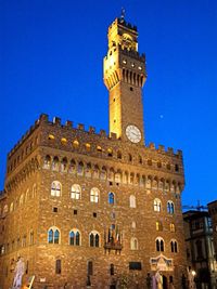 Low angle view of tower against clear blue sky