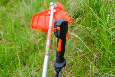 Close-up of toy on field