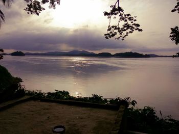 Scenic view of sea against sky at sunset