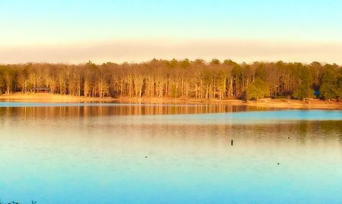 Scenic view of lake against sky