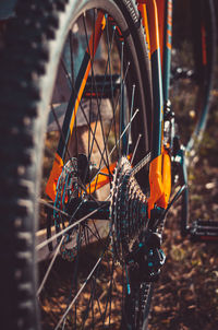 Close-up of bicycle wheel