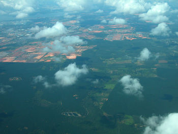 Aerial view of clouds over calm sea