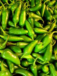 Full frame shot of green chili peppers