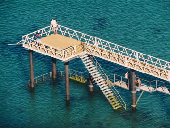 High angle view of swimming pool by sea