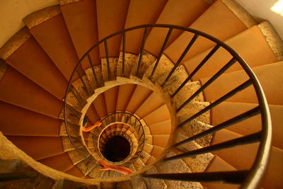 High angle view of spiral staircase