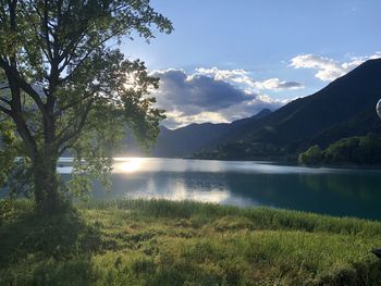 Scenic view of lake against sky