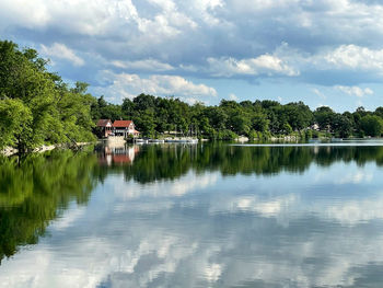 Scenic view of lake against sky