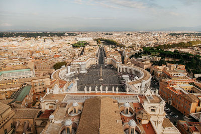 High angle view of buildings in city