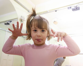 Little ballerina making funny faces