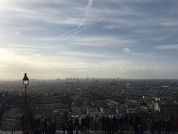 High angle shot of townscape against sky