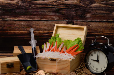 High angle view of food on table