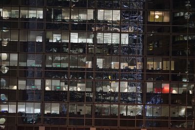 Full frame shot of illuminated building at night
