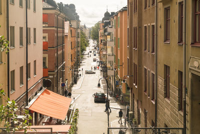 Old street in the hip area of slussen in sodermalm in summer