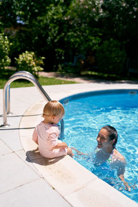 Boy on swimming pool