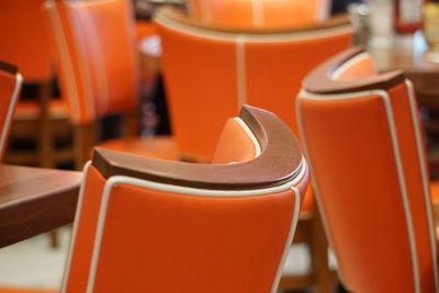 Empty chairs in cafe