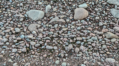 High angle view of stones on beach