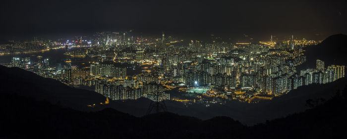 Illuminated cityscape at night