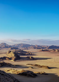 Scenic view of landscape against clear blue sky