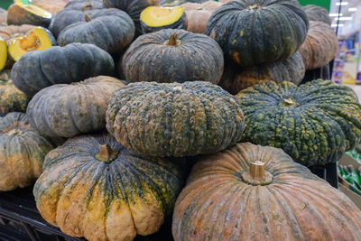 Close-up of pumpkins for sale at market