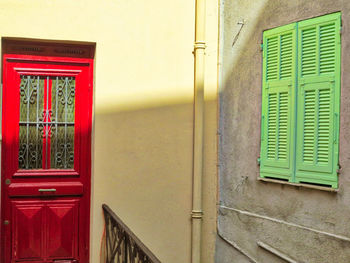 Closed door of building