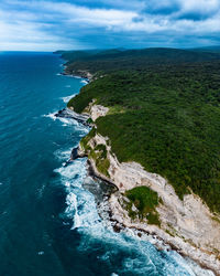 High angle view of sea against sky