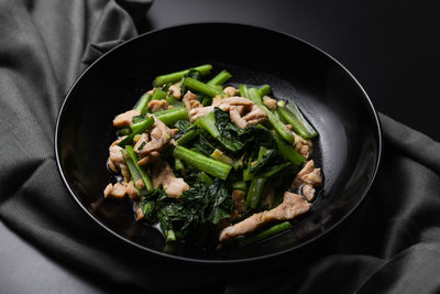 High angle view of food in bowl