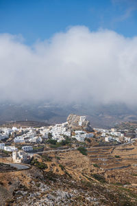 The village of chora on amorgos island in greece.