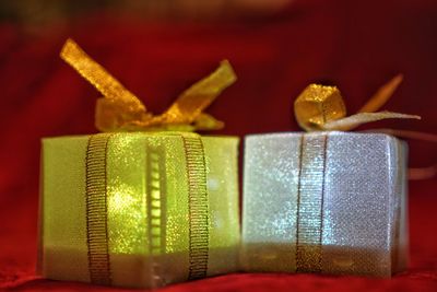 Close-up of christmas decoration in box
