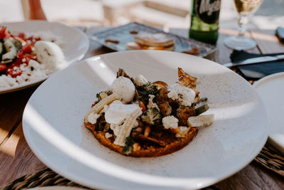 Close-up of food in plate on table